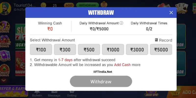 Teen Patti Gold App Withdrawal Process